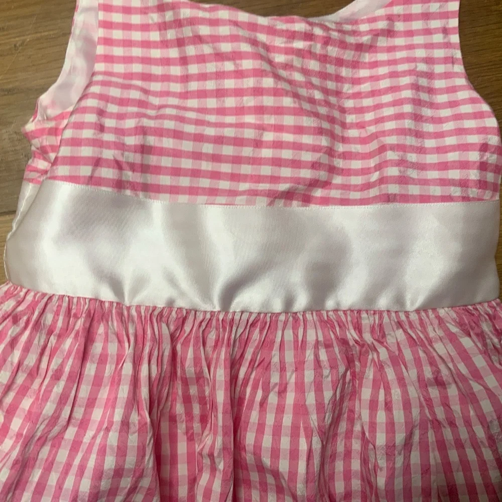Janie and Jack Pink Gingham Dress With Bow Size 6